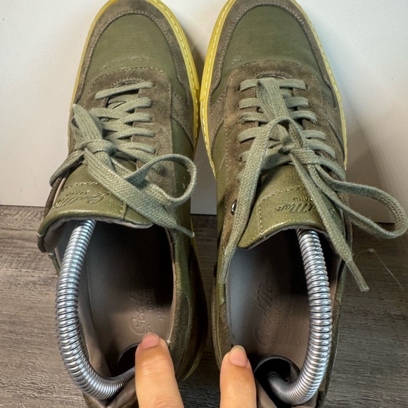 Goodman Modern London Edge Olive Green Leather Suede Snekers Mens 8 - Picture 7 of 12